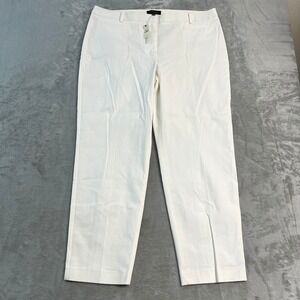 NWT Talbots Heritage White Straight Leg Trousers Pants Womens 18 (39x29) Cotton